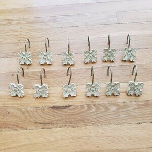 Shabby Chic rustic sage green leaf shower curtain hooks set of 12